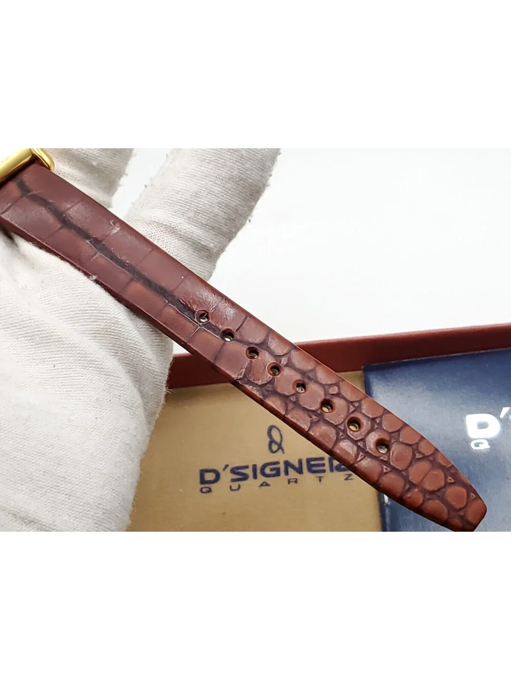 Man & Woman D'SIGNER Quartz Brown Band Watch Set New Batteries Gold Tone